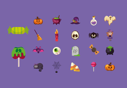 Halloween Icons Illustration Set