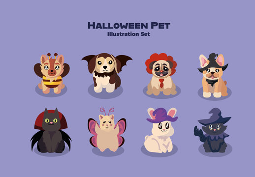 Halloween Pet Illustration Set