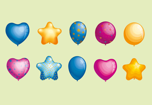 Glossy Balloons Illustration Set
