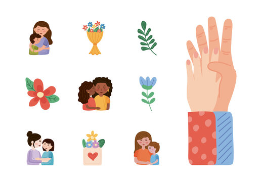 Mothers Day Love Illustration Set