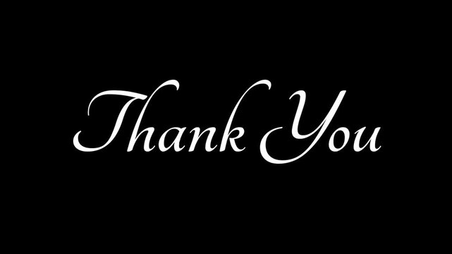 Elegant White Script Thank You Message for Lettering Text Animation in 4K UHD
