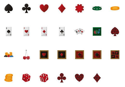 Poker Game Elements Illustration Set