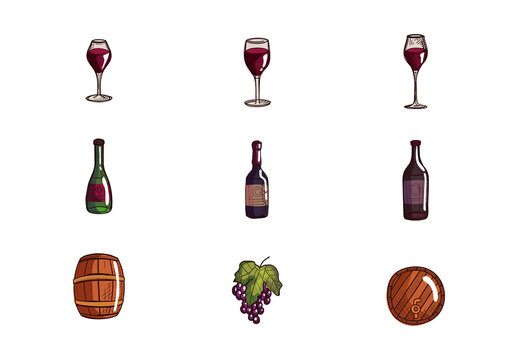 Wine Elements Illustration Set