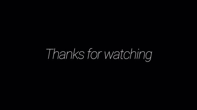 Animation thanks for watching text isolated by the alpha channel on transparent background. Suitable for end screen of video. For video editing and content creators.        