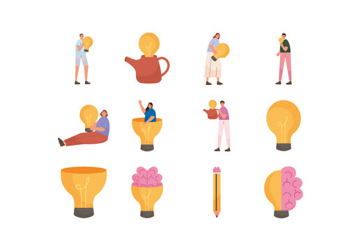 Idea Lightbulb Illustration Set