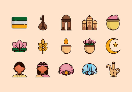 India Culture Illustration Set