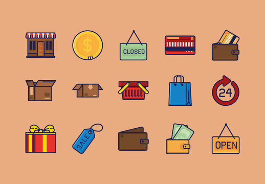 Shopping Flat Icon Set