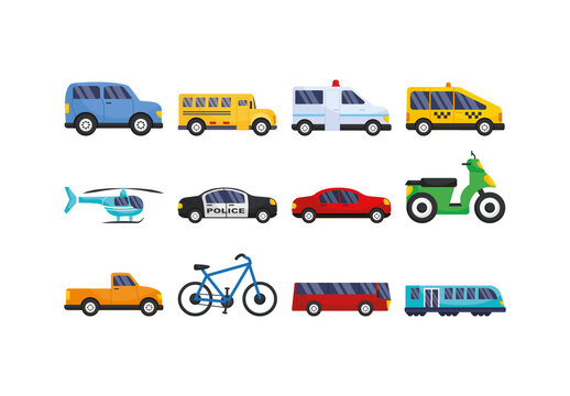 Transport Vehicles Illustration Set