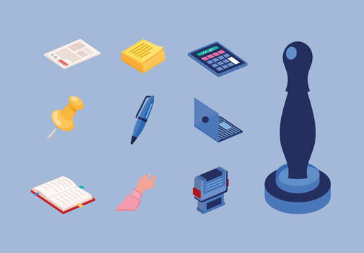 Notary Services Illustration Set