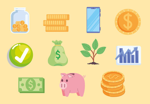 Investment Money Illustration Set