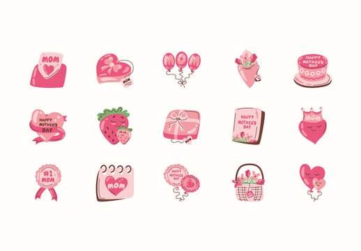 Mother Day Cute Illustration Set