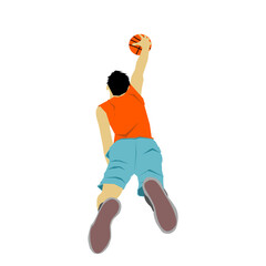Basketball Player Jumping for Dunk from Low Angle Perspectiv © Nani
