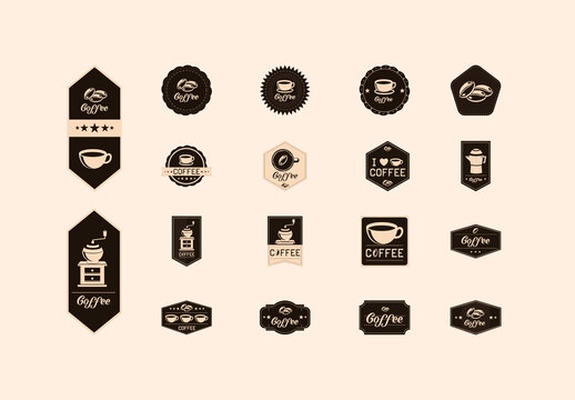 Vintage Coffee Badge Illustration Set