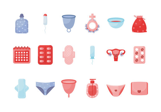 Women Health and Menstrual Illustration Set