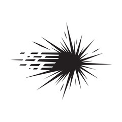 Fototapeta premium Black abstract starburst explosion vector graphic with motion lines isolated on white background