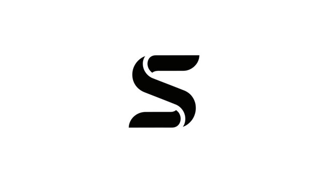 Abstract black and white letter s graphic design on isolated background
