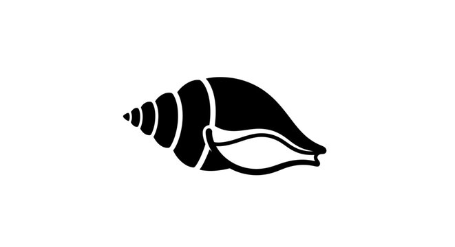 Black illustration of a seashell.