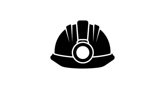 Black mining hard hat icon.