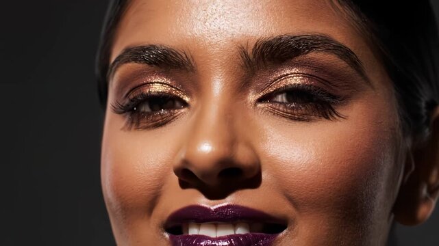 Closeup of woman with dramatic makeup ideal for lifestyle branding and social media storytelling