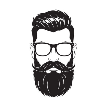 Hipster man with beard mustache and glasses vector illustration isolated on white background
