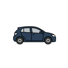 Fototapeta premium Compact Car Icon Flat Vector Illustration, Small City Vehicle Symbol Minimal Automotive Design