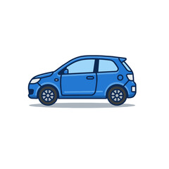 Fototapeta premium Compact Car Icon Flat Vector Illustration, Small City Vehicle Symbol Minimal Automotive Design