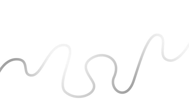 Animated silver tape appear and disappear. Decorative line with smooth. Looped video. Linear vector illustration isolated on white background.