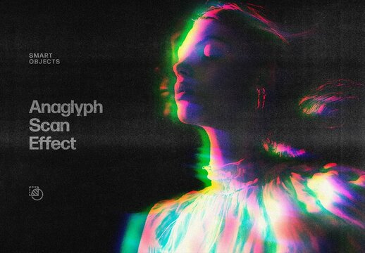 Glitch Scan Photo Effect &ndash; Anaglyph for Album Cover & Social Media (PSD)