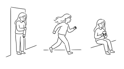 Fototapeta premium Emotional character sketches illustrating everyday activities