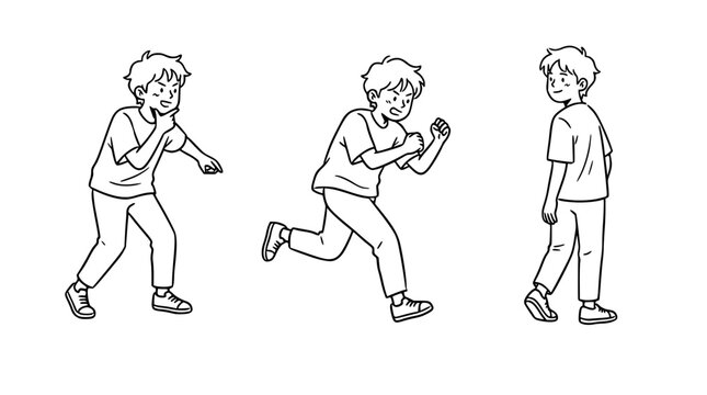 Energetic Character Running in Sketch Style Illustrations