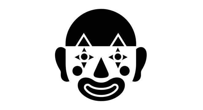 Black and white clown face design.