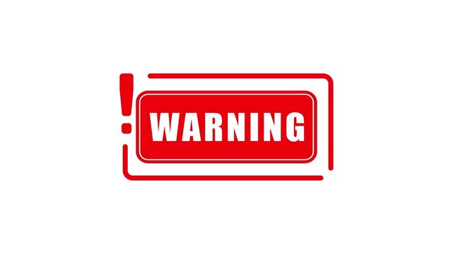 Warning stamp symbol, label sticker sign button, text banner vector illustration on animation video