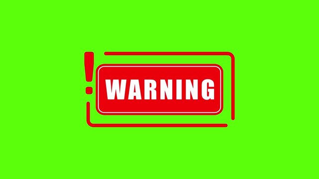 Warning stamp symbol, label sticker sign button, text banner vector illustration on animation video