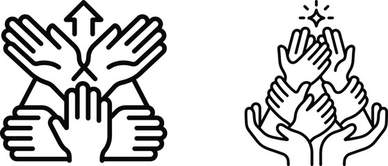 Obraz premium Teamwork icon hands united in collaboration symbol of support success