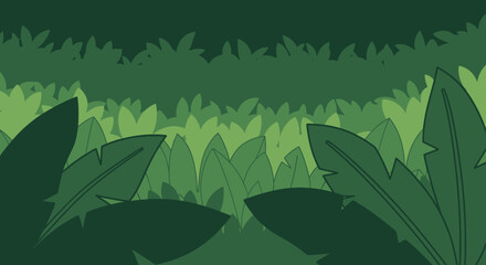 Jungle Foliage Background with Lush Green Leaves. © Ahyar