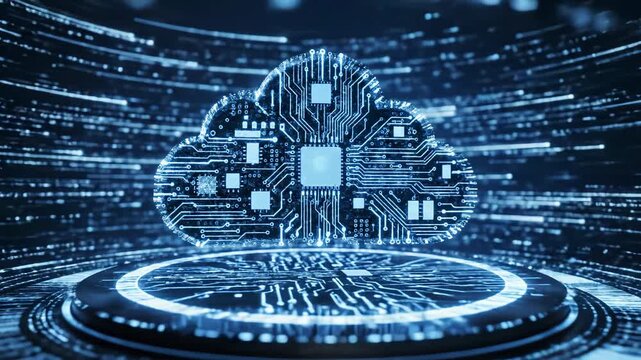 Cloud computing circuit board design ideal for tech startups and software promos