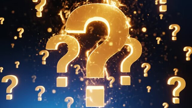Floating glowing question marks perfect for UI/UX design and motion graphics