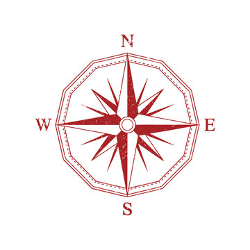 compass rose with cardinal directions on white background
