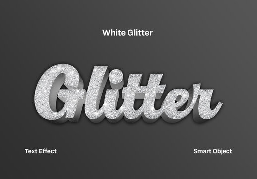 White Glitter Script Text Effect