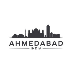 Fototapeta premium ahmedabad skyline silhouette on white background high quality