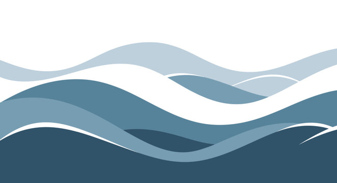 Abstract Blue Waves Pattern with Flowing Lines and Smooth Curves.