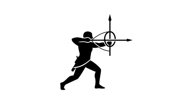 Man shooting a bow and arrow.