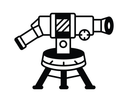Vector outline illustration of a spectroscope scientific tool on a tripod stand with focusing knob