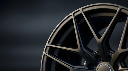Obraz premium Close-up of Modern Matte Black Alloy Wheel with Sporty Y-Spoke Design