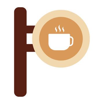 Coffee shop and fast food shop information signboard in flat style isolated on white background.