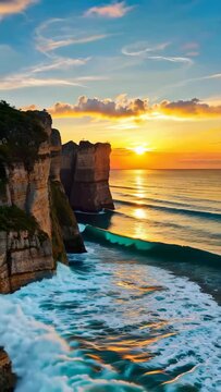 Sunset view of the seaside cliffs