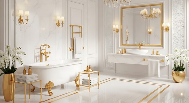 Luxurious modern bathroom interior design.