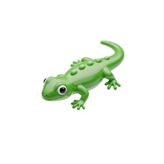 Fototapeta premium Small Green Gecko Figurine Isolated on White Background.
