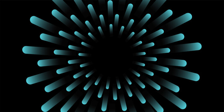 A powerful abstract illustration featuring a centralized cyan digital burst against a dark background.