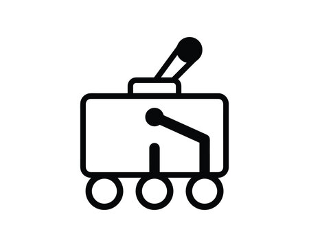 Black line art icon of a toggle switch for a wheeled robot device.